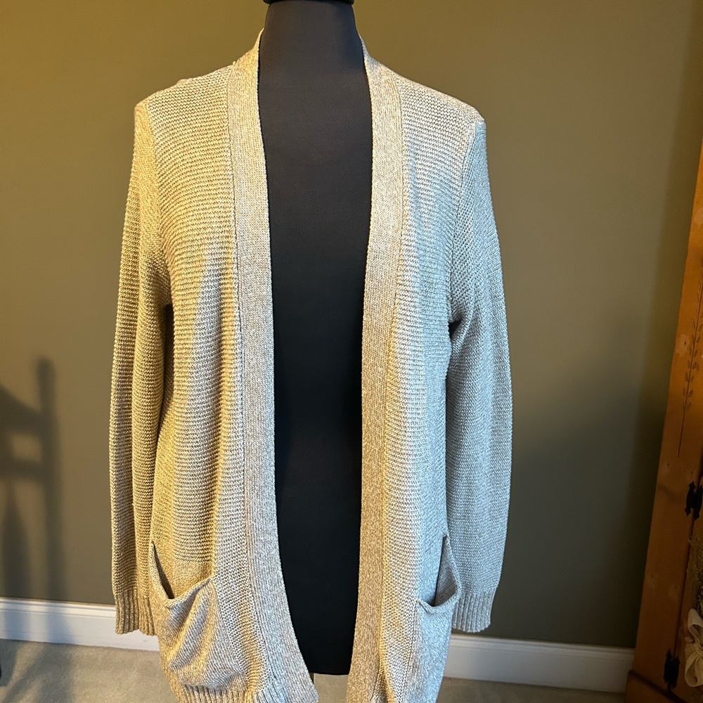 Women's Tan Open-Front Sweater